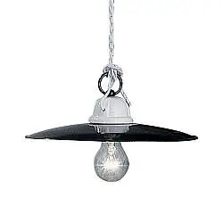 Lampadario Industrial Potenza Ferro E Ceramica Nero Diam. 30Cm 1 Luce E27