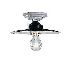 Plafoniera Industrial Potenza Ferro E Ceramica Nero Diam. 25Cm 1 Luce E27
