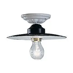 Plafoniera Industrial Potenza Ferro E Ceramica Nero Diam. 30Cm 1 Luce E27