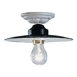 Plafoniera Industrial Potenza Ferro E Ceramica Nero Diam. 35Cm 1 Luce E27