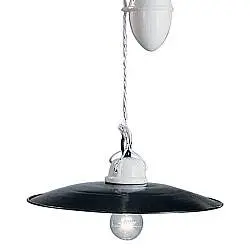 Sospensione Saliscendi Classico Potenza Ferro E Ceramica Nero 35Cm 1 Luce E27