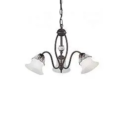 Lampadario Classico Ferrara Metallo E Ceramica Nero Sfumato Rame 3 Luci E14