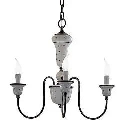 Lampadario Classico Sanremo Metallo E Ceramica Bianco Sfumato Argento 3 Luci E14