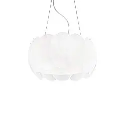 Sospensione Moderna Ovalino Vetro Bianco 5 Luci E27