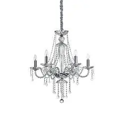 Lampadario Classico Amadeus Metallo-Cristallo Trasparente 6 Luci E14
