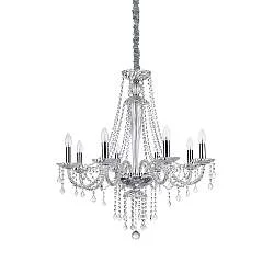 Lampadario Classico Amadeus Metallo-Cristallo Trasparente 8 Luci E14