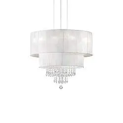 Lampadario Classico Opera Vetro,Tessuto,Cristalloistallo Bianco 4 Luci E27