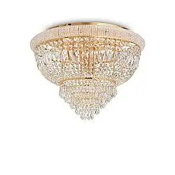 Plafoniera Classica Dubai Metallo-Cristallo Ottone 24 Luci E14
