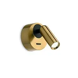 Applique Contemporanea Bean Round Metallo Ottone Led 3W 3000K Luce Calda