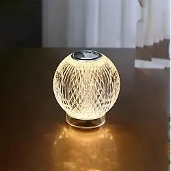 Abatjour - Lumetto Moderno Diamante Acrilico Oro 1 Luce A Sfera Led 4,2W