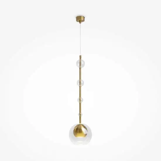 Lampada a Sospensione Ros Moderna Metallo Ottone Trasparente IP20 |