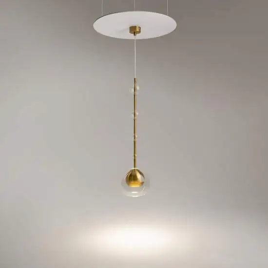 Lampada a Sospensione Ros Moderna Metallo Ottone Trasparente IP20 |