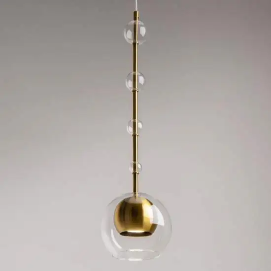 Lampada a Sospensione Ros Moderna Metallo Ottone Trasparente IP20 |