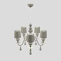 Lampadario Contemporaneo Eva In Plastica Cemento Alluminio 5 Luci