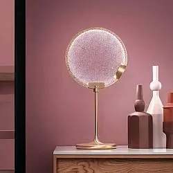 Lampada Da Scrivania Contemporanea Horo Metallo Ottone Vetro Rosa Led 14,4W