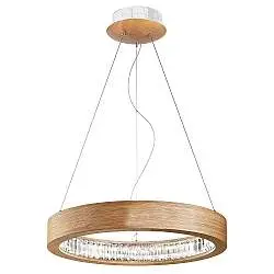 Lampadario Contemporaneo Libe Metallo/Legno Rovere E Cristallo Led 90W