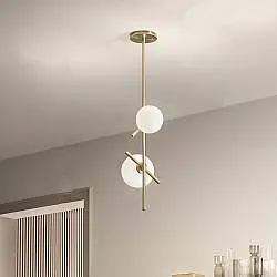 Sospensione Classica Posy Metallo Rame Vetro 2 Luci