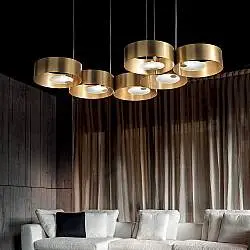 Lampadario Contemporaneo Sound Metallo Oro Vetro Led 26,5+26,5W