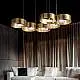 Lampadario Contemporaneo Sound Metallo Oro Vetro Led 26,5+26,5W