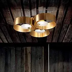 Plafoniera Contemporanea Sound Metallo Oro Vetro 3 Luci