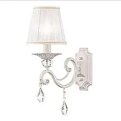 Applique Shabby Chic Grace Metallo Bianco 1 Luce Diffusore Bianco