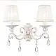 Applique Shabby Chic Grace Metallo Bianco 2 Luci Diffusori Tessuto Su Pvc Bianco