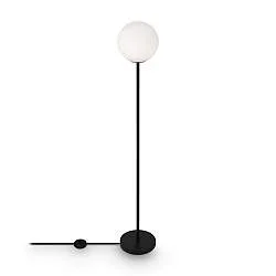 Piantana Contemporanea Ring Metallo Nero 1 Luce E Diffusore Bianco