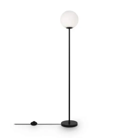 Piantana Contemporanea Ring Metallo Nero 1 Luce E Diffusore Bianco | Maytoni