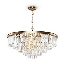 Lampadario Contemporaneo Revero Metallo Ottone 12 Luci Diffusori Vetro