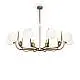 Lampadario Contemporaneo Rendez-Vous Metallo Ottone 10 Luci E Diffusori Bianchi
