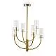 Lampadario Contemporaneo Arco Metallo Ottone 6 Luci Diffusori In Vetro