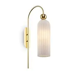 Applique Contemporanea Antic Metallo Oro 1 Luci Diffusore In Vetro Colore Bianco