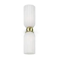 Applique Contemporanea Antic Metallo Oro 2 Luci Diffusore In Vetro