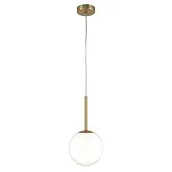 Lampadario Minimal Basic Form Medio In Metallo Oro 1 Luce E Diffusore Bianco