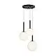 Lampadario Minimal Basic Form In Metallo Nero 3 Luci E Diffusori Bianchi