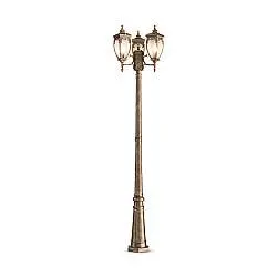 Lampione Per Esterno Classico Da Esterno Alluminio Oro 3 Luci E27 60W Ip44
