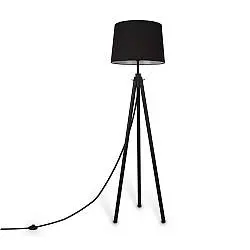 Piantana Contemporanea Calvin Metallo Nero 1 Luce Con Diffusore In Tessuto Nero