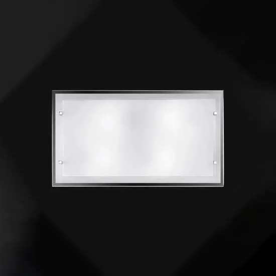 Plafoniera In Vetro Rettangolare Moderna Frame Bianco 4 Luci E27 | Perenz