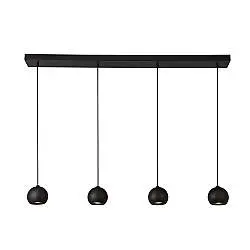 Lampadario Contemporaneo Eindhoven Acciaio Nero 4 Luci Gu10