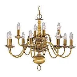 Lampadario Classico Fiammingo Ottone 12 Luci E14
