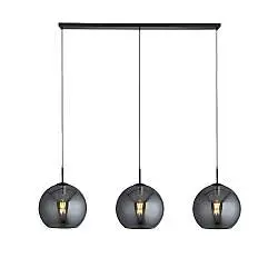 Lampadario Contemporaneo Amsterdam Acciaio Nero Vetro 3 Luci E27