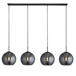 Lampadario Contemporaneo Amsterdam Acciaio Nero Vetro Fumè 4 Luci E27