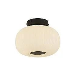 Plafoniera Contemporanea Lumina Acciaio Bianco Vetro Nero 1 Luce E27
