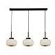 Lampadario Contemporaneo Lumina Acciaio Bianco Vetro Nero 3 Luci E27