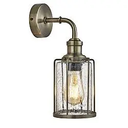 Applique Industrial-Nordico Tubi Acciaio Ottone Vetro 1 Luce E27