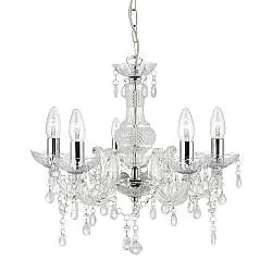Lampadario Classico Marie Therese Vetro Trasparente Acrilico 5 Luci E14