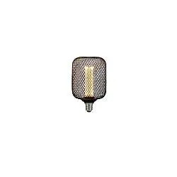 Lampadina Contemporanea Rete Metallica Vetro Nero Trasparente E27 3,5W 1800K