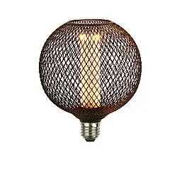 Lampadina Contemporanea Rete Metallica Acciaio Nero Vetro E27 3,5W 1800K