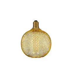 Lampadina Tonda Contemporanea Rete Metallica Acciaio Oro E27 3,5W 1800K