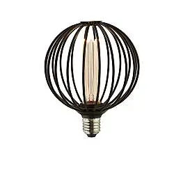 Lampadina Contemporanea Globo Acciaio Nero 1 Luce E27 3,5W 1800K